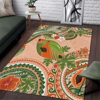 Hawaii Papaya Area Rug Cute Cosplay Humuhumu Fish Plumeria Waves