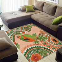 Hawaii Papaya Area Rug Cute Cosplay Humuhumu Fish Plumeria Waves
