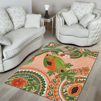 Hawaii Papaya Area Rug Cute Cosplay Humuhumu Fish Plumeria Waves