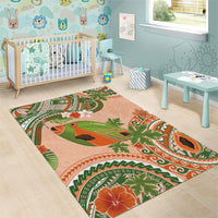 Hawaii Papaya Area Rug Cute Cosplay Humuhumu Fish Plumeria Waves