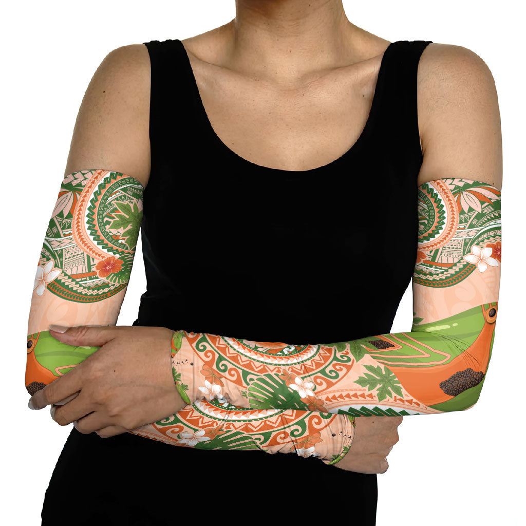 Hawaii Papaya Arm Sleeves Cute Cosplay Humuhumu Fish Plumeria Waves