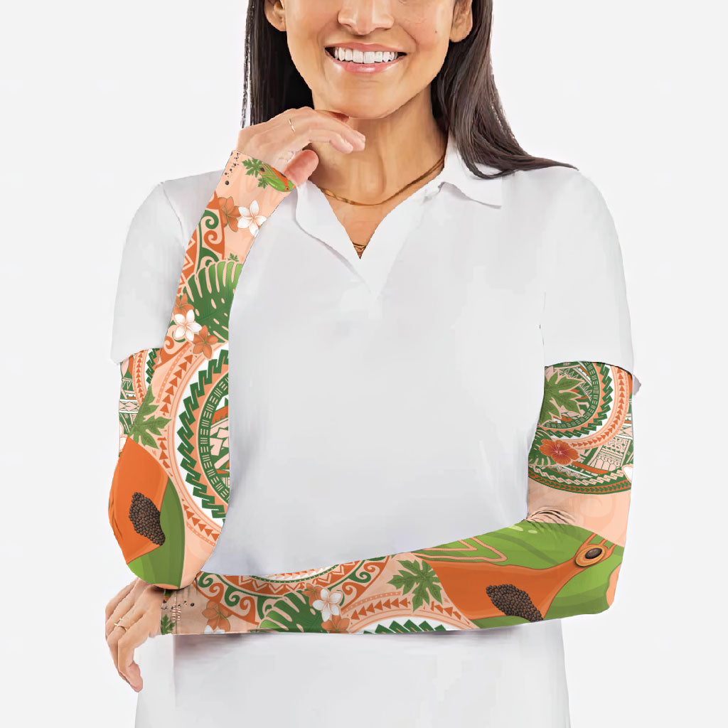 Hawaii Papaya Arm Sleeves Cute Cosplay Humuhumu Fish Plumeria Waves