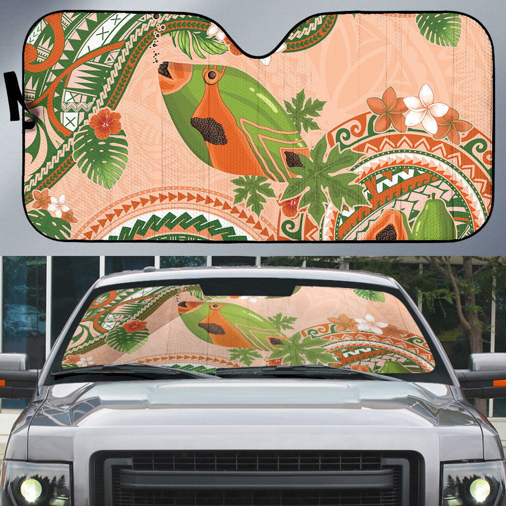 Hawaii Papaya Auto Sun Shade Cute Cosplay Humuhumu Fish Plumeria Waves