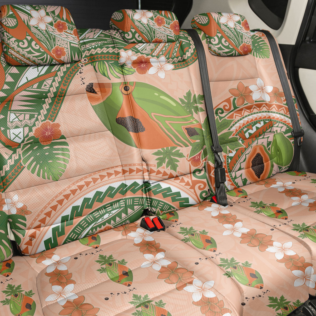 Hawaii Papaya Back Car Seat Cover Cute Cosplay Humuhumu Fish Plumeria Waves