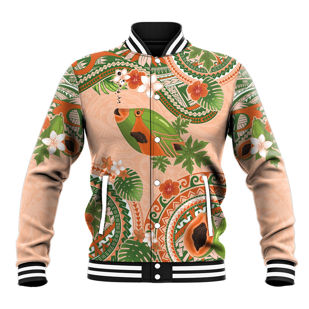 Hawaii Papaya Baseball Jacket Cute Cosplay Humuhumu Fish Plumeria Waves
