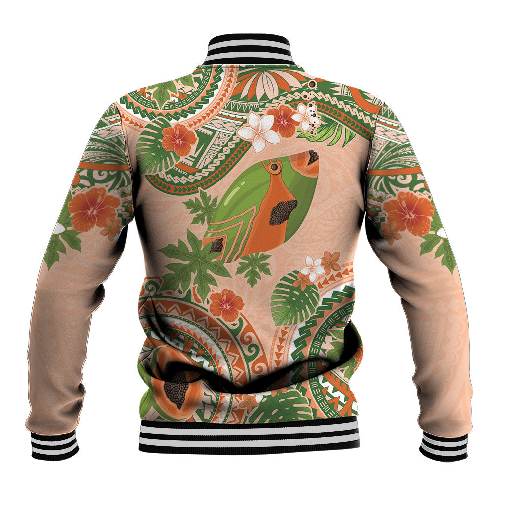 Hawaii Papaya Baseball Jacket Cute Cosplay Humuhumu Fish Plumeria Waves