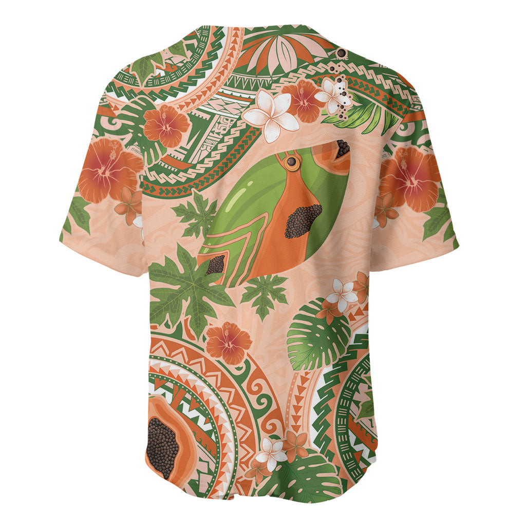 Hawaii Papaya Baseball Jersey Cute Cosplay Humuhumu Fish Plumeria Waves