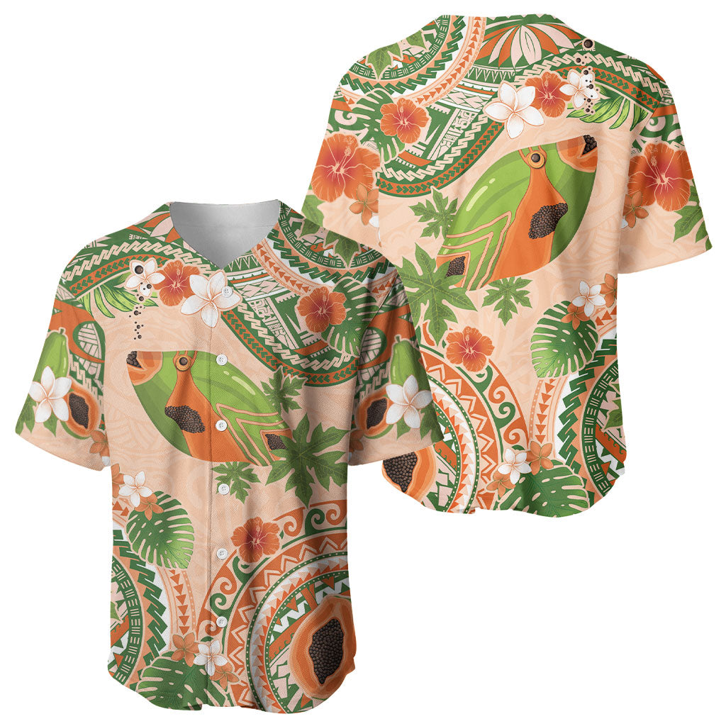 Hawaii Papaya Baseball Jersey Cute Cosplay Humuhumu Fish Plumeria Waves