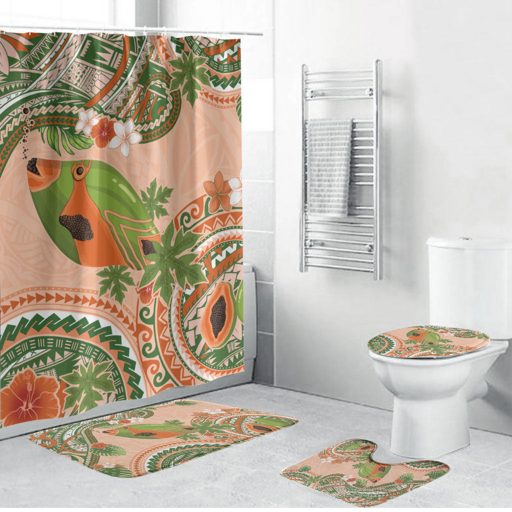 Hawaii Papaya Bathroom Set Cute Cosplay Humuhumu Fish Plumeria Waves