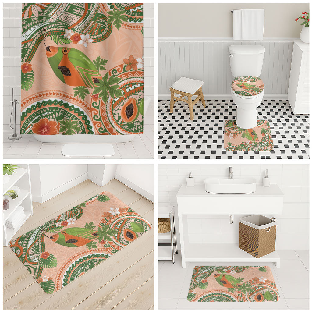 Hawaii Papaya Bathroom Set Cute Cosplay Humuhumu Fish Plumeria Waves