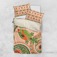 Hawaii Papaya Bedding Set Cute Cosplay Humuhumu Fish Plumeria Waves