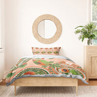 Hawaii Papaya Bedding Set Cute Cosplay Humuhumu Fish Plumeria Waves
