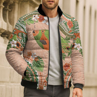 Hawaii Papaya Bomber Puffer Jacket Cute Cosplay Humuhumu Fish Plumeria Waves