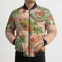 Hawaii Papaya Bomber Puffer Jacket Cute Cosplay Humuhumu Fish Plumeria Waves