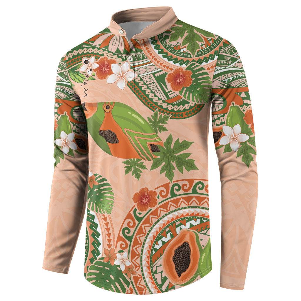 Hawaii Papaya Button Sweatshirt Cute Cosplay Humuhumu Fish Plumeria Waves