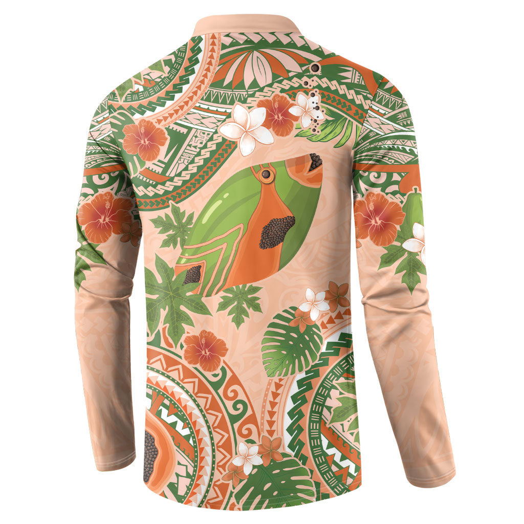 Hawaii Papaya Button Sweatshirt Cute Cosplay Humuhumu Fish Plumeria Waves