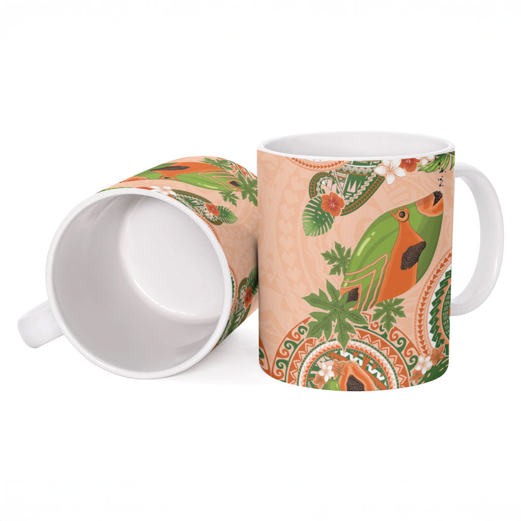 Hawaii Papaya Ceramic Mug Cute Cosplay Humuhumu Fish Plumeria Waves