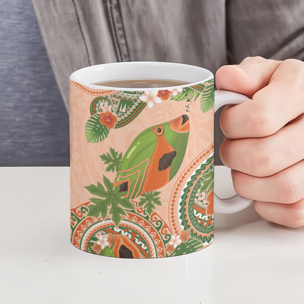 Hawaii Papaya Ceramic Mug Cute Cosplay Humuhumu Fish Plumeria Waves