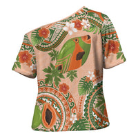 Hawaii Papaya Cross Shoulder Shirt Cute Cosplay Humuhumu Fish Plumeria Waves
