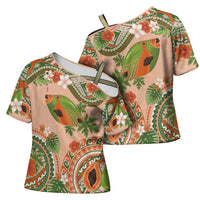 Hawaii Papaya Cross Shoulder Shirt Cute Cosplay Humuhumu Fish Plumeria Waves