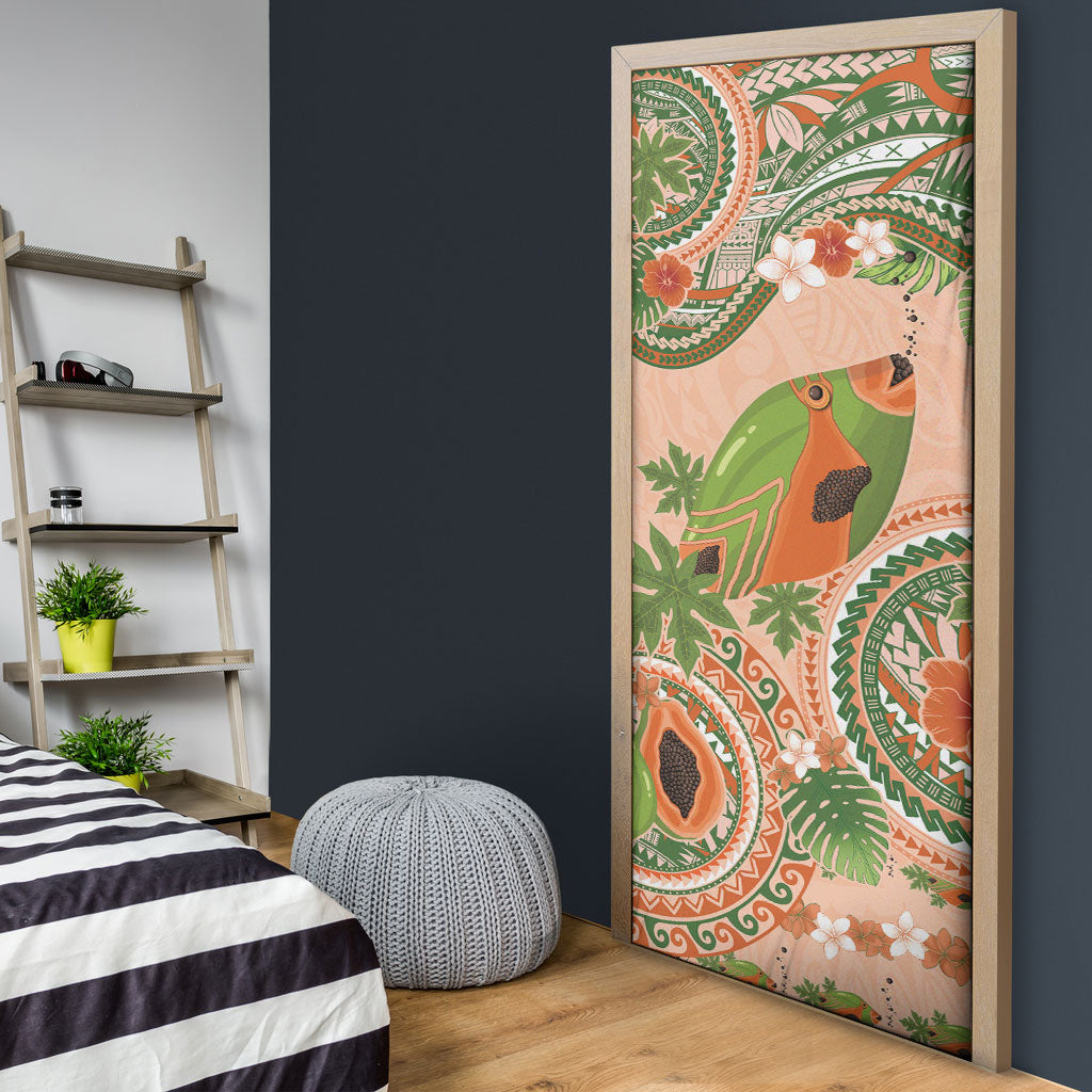 Hawaii Papaya Door Cover Cute Cosplay Humuhumu Fish Plumeria Waves