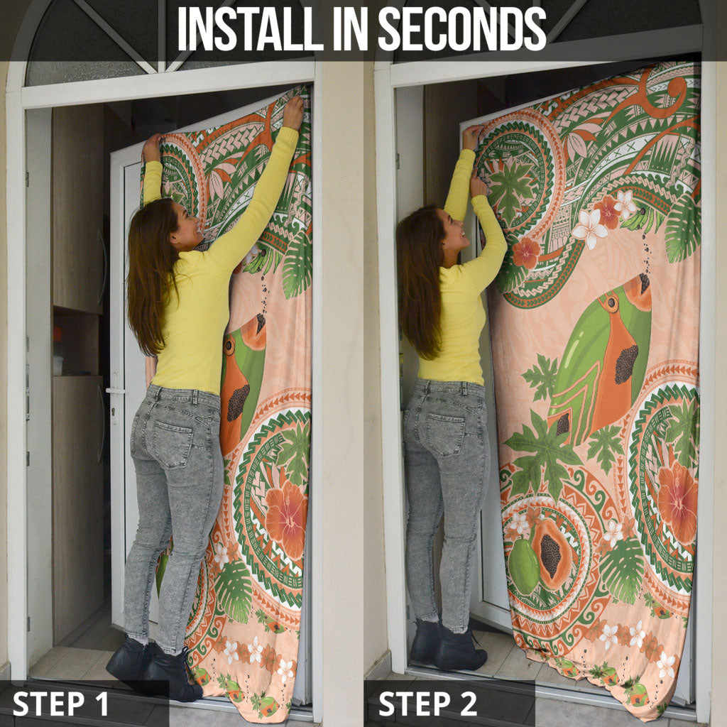 Hawaii Papaya Door Cover Cute Cosplay Humuhumu Fish Plumeria Waves