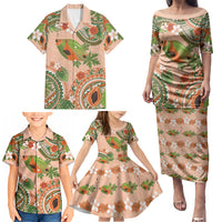 Hawaii Papaya Family Matching Puletasi and Hawaiian Shirt Cute Cosplay Humuhumu Fish Plumeria Waves