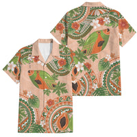 Hawaii Papaya Family Matching Short Sleeve Bodycon Dress and Hawaiian Shirt Cute Cosplay Humuhumu Fish Plumeria Waves