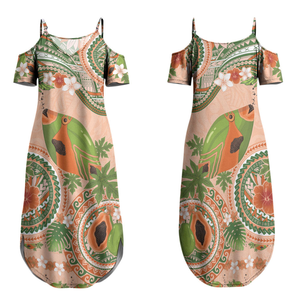 Hawaii Papaya Family Matching Summer Maxi Dress and Hawaiian Shirt Cute Cosplay Humuhumu Fish Plumeria Waves