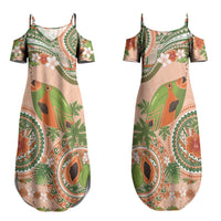 Hawaii Papaya Family Matching Summer Maxi Dress and Hawaiian Shirt Cute Cosplay Humuhumu Fish Plumeria Waves