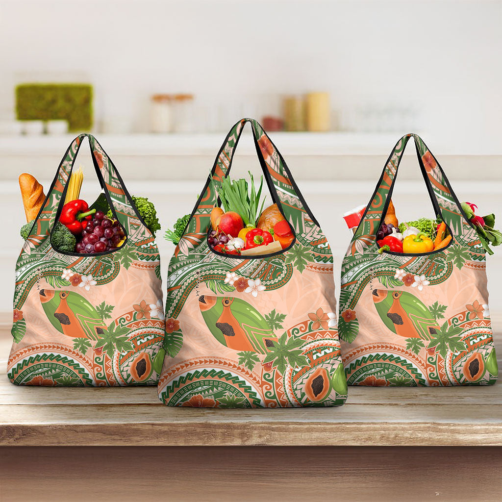 Hawaii Papaya Grocery Bag Cute Cosplay Humuhumu Fish Plumeria Waves