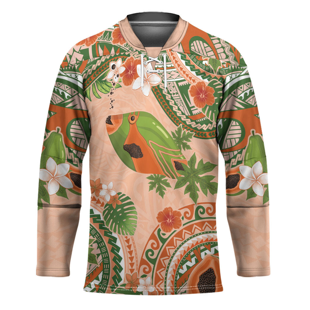 Hawaii Papaya Hockey Jersey Cute Cosplay Humuhumu Fish Plumeria Waves