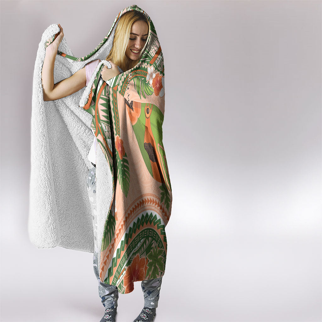 Hawaii Papaya Hooded Blanket Cute Cosplay Humuhumu Fish Plumeria Waves