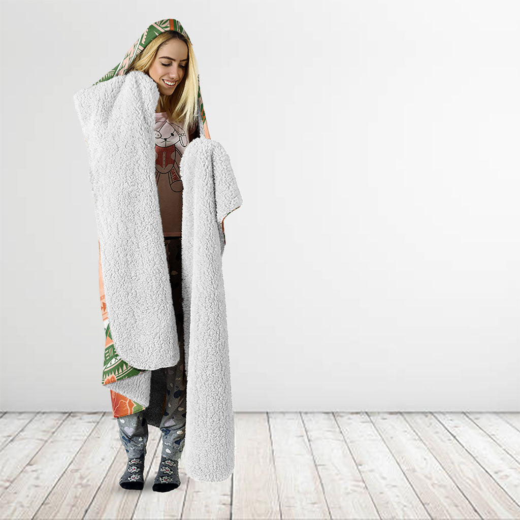 Hawaii Papaya Hooded Blanket Cute Cosplay Humuhumu Fish Plumeria Waves