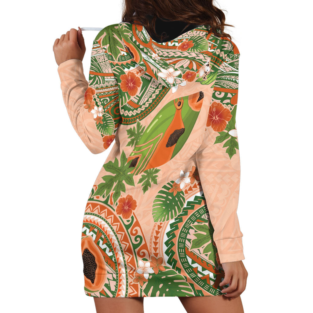 Hawaii Papaya Hoodie Dress Cute Cosplay Humuhumu Fish Plumeria Waves