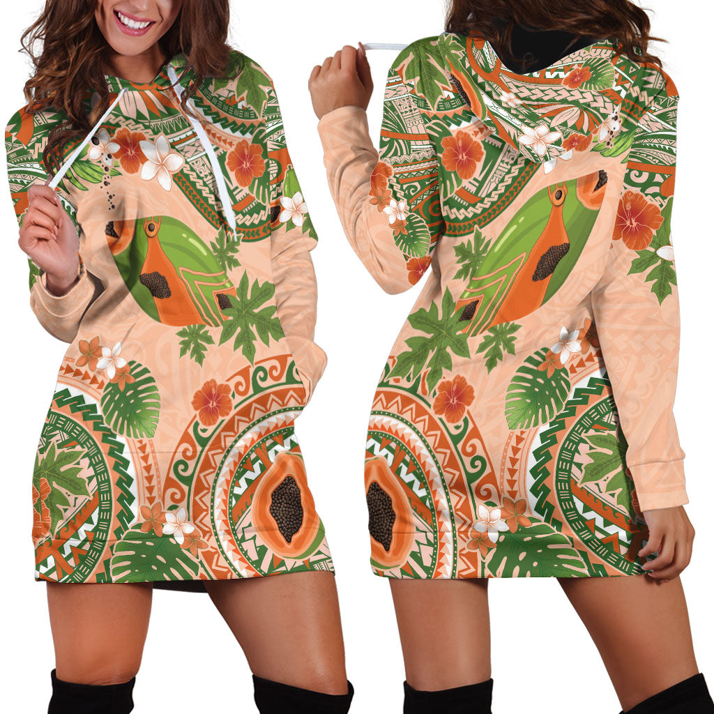 Hawaii Papaya Hoodie Dress Cute Cosplay Humuhumu Fish Plumeria Waves