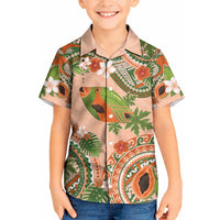 Hawaii Papaya Kid Hawaiian Shirt Cute Cosplay Humuhumu Fish Plumeria Waves