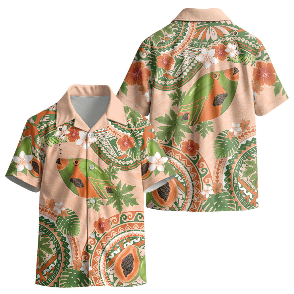 Hawaii Papaya Kid Hawaiian Shirt Cute Cosplay Humuhumu Fish Plumeria Waves