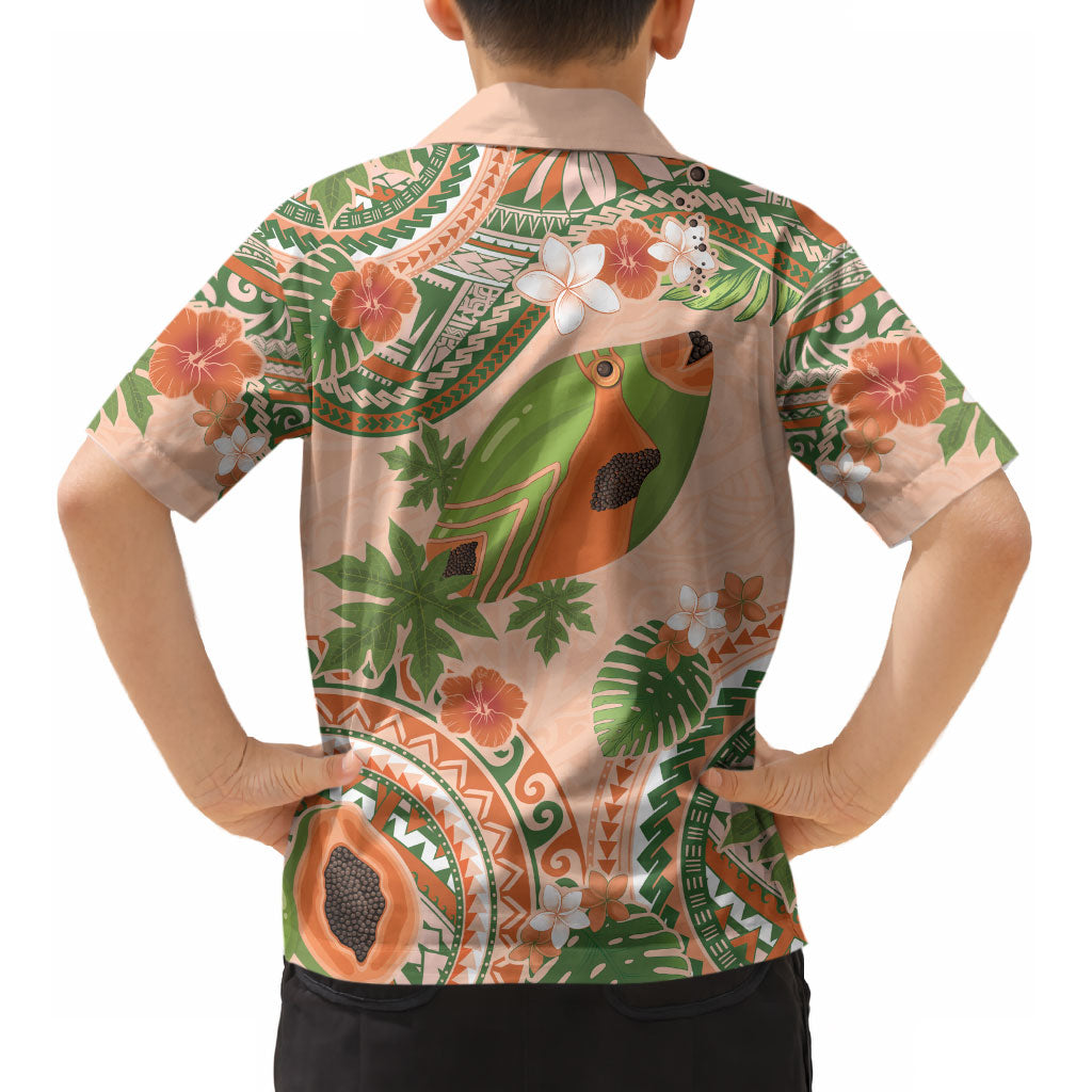 Hawaii Papaya Kid Hawaiian Shirt Cute Cosplay Humuhumu Fish Plumeria Waves
