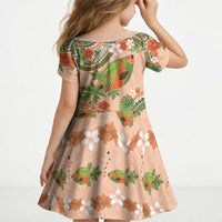 Hawaii Papaya Kid Short Sleeve Dress Cute Cosplay Humuhumu Fish Plumeria Waves