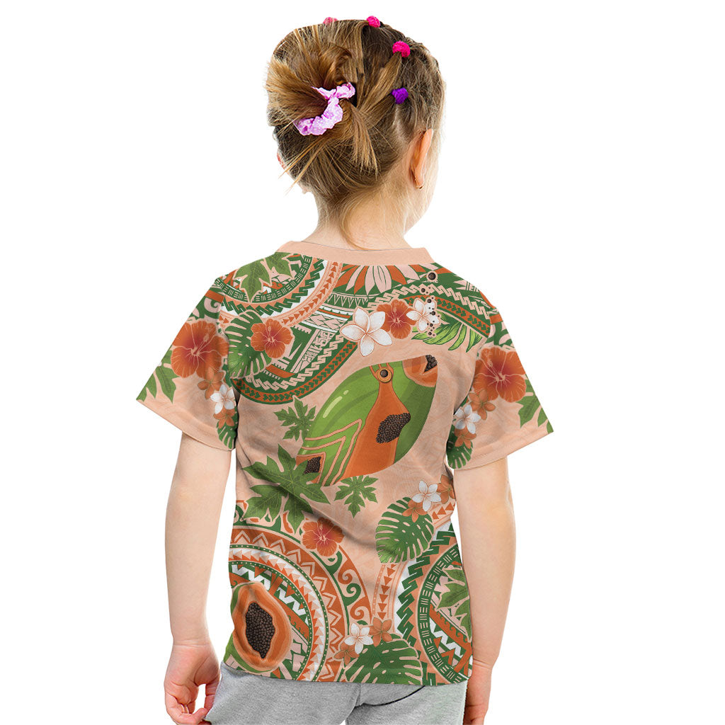 Hawaii Papaya Kid T Shirt Cute Cosplay Humuhumu Fish Plumeria Waves