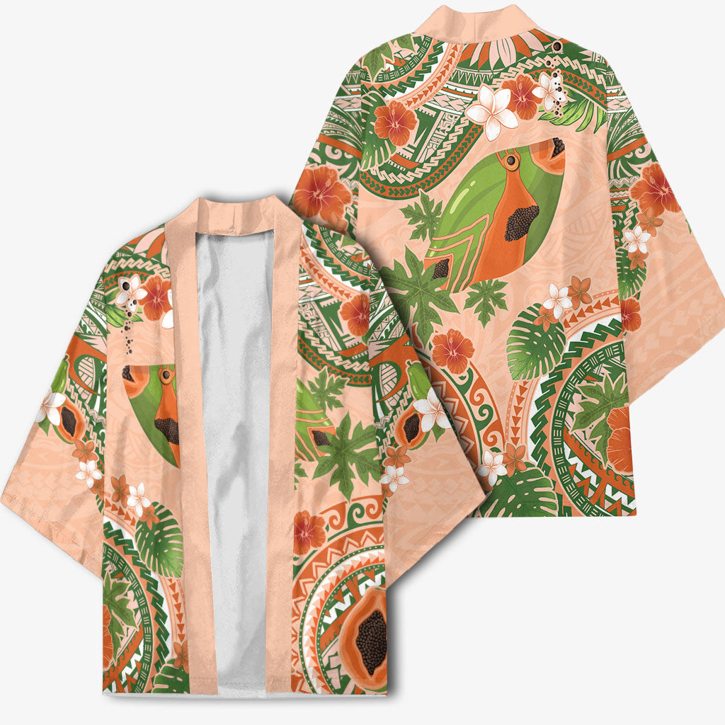 Hawaii Papaya Kimono Cute Cosplay Humuhumu Fish Plumeria Waves