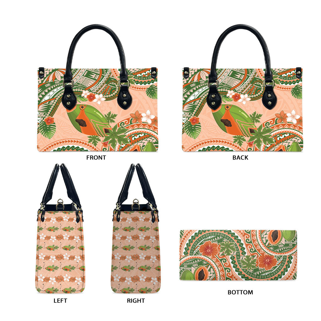 Hawaii Papaya Leather Bag Cute Cosplay Humuhumu Fish Plumeria Waves