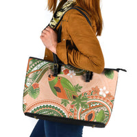 Hawaii Papaya Leather Tote Bag Cute Cosplay Humuhumu Fish Plumeria Waves