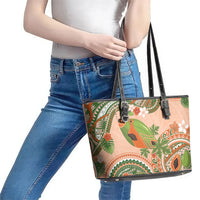 Hawaii Papaya Leather Tote Bag Cute Cosplay Humuhumu Fish Plumeria Waves