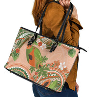Hawaii Papaya Leather Tote Bag Cute Cosplay Humuhumu Fish Plumeria Waves