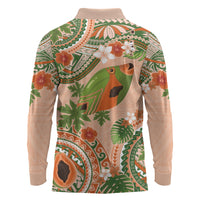 Hawaii Papaya Long Sleeve Polo Shirt Cute Cosplay Humuhumu Fish Plumeria Waves