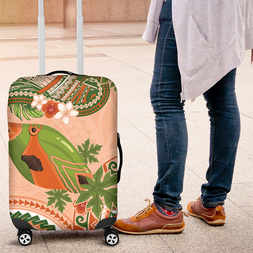 Hawaii Papaya Luggage Cover Cute Cosplay Humuhumu Fish Plumeria Waves DT05 Orange - Polynesian Pride