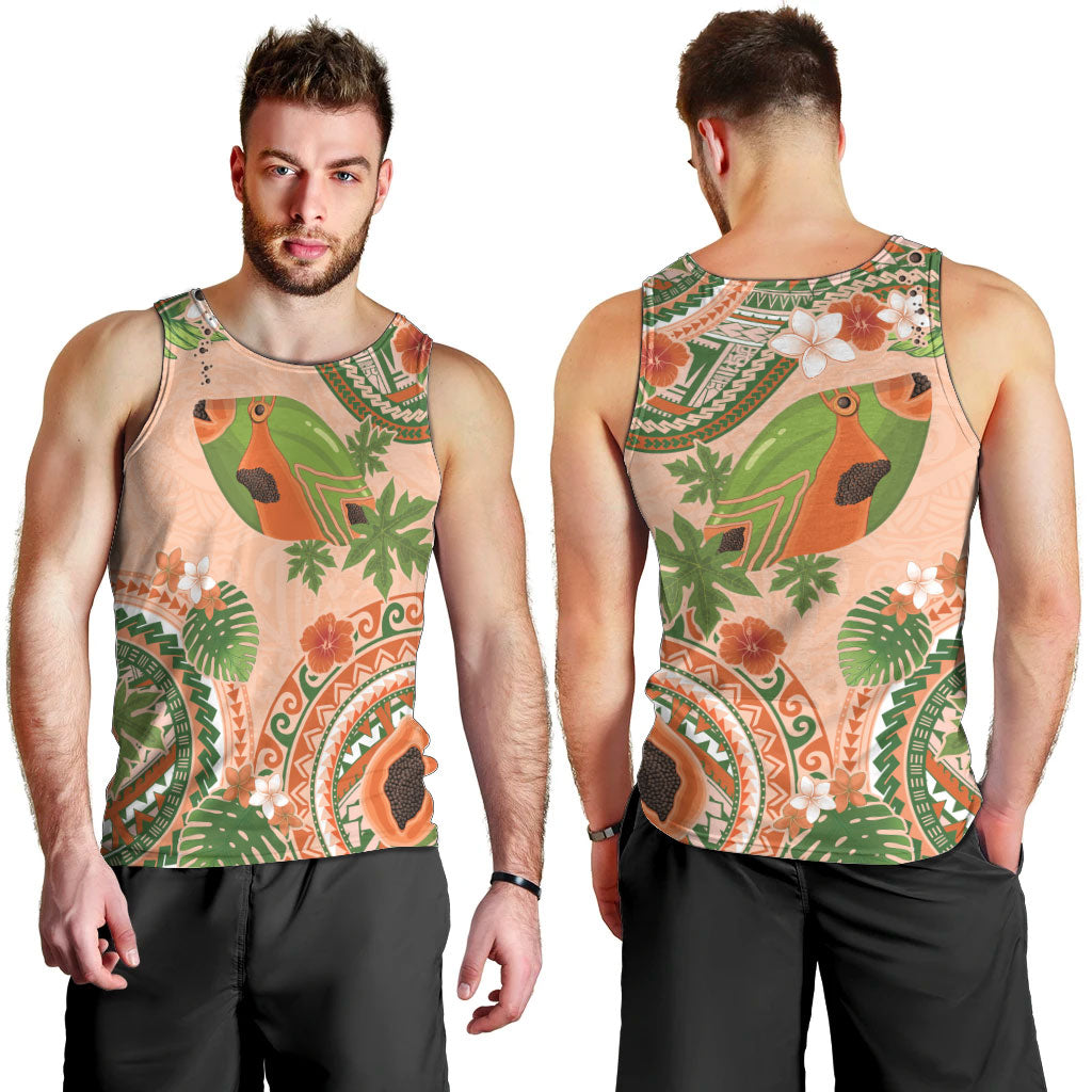 Hawaii Papaya Men Tank Top Cute Cosplay Humuhumu Fish Plumeria Waves