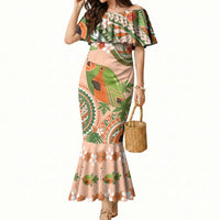 Hawaii Papaya Mermaid Dress Cute Cosplay Humuhumu Fish Plumeria Waves